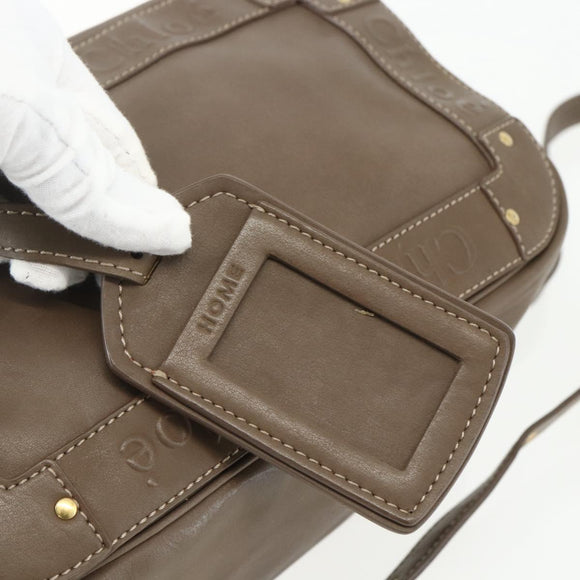 Chloe Eden Shoulder Bag Leather Brown Gold Auth BA8215