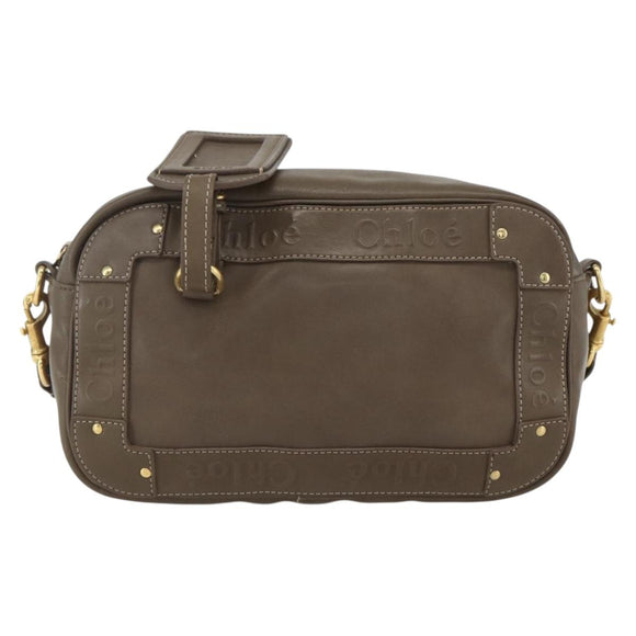 Chloe Eden Shoulder Bag Leather Brown Gold Auth BA8215