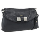 Chloe Lily Shoulder Bag Leather 2way Black Gold Auth BA8216-1