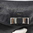 Chloe Lily Shoulder Bag Leather 2way Black Gold Auth BA8216-17