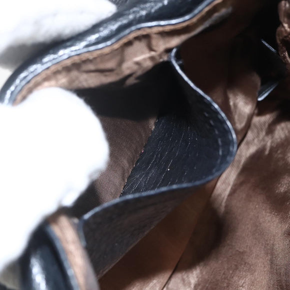 Chloe Lily Shoulder Bag Leather 2way Black Gold Auth BA8216