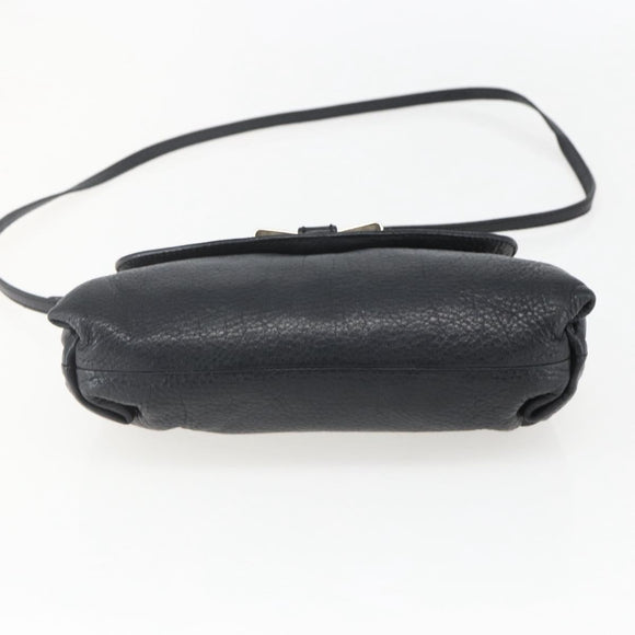 Chloe Lily Shoulder Bag Leather 2way Black Gold Auth BA8216