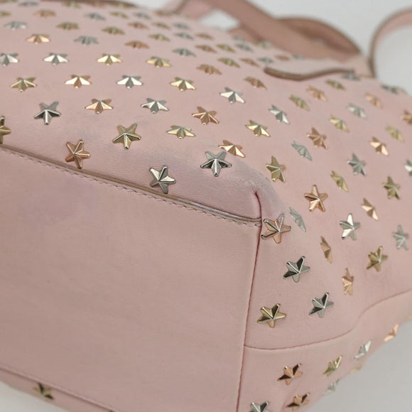 Jimmy Choo Studs Hand Bag Leather 2way Pink Auth BA8217
