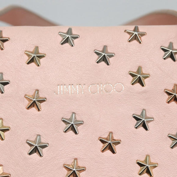 Jimmy Choo Studs Hand Bag Leather 2way Pink Auth BA8217