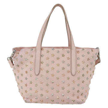 Jimmy Choo Studs Hand Bag Leather 2way Pink Auth BA8217 - 0