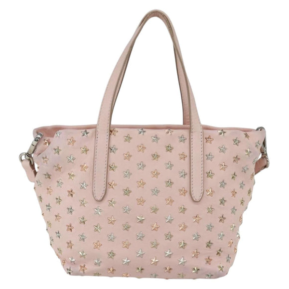 Jimmy Choo Studs Hand Bag Leather 2way Pink Auth BA8217