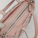 Jimmy Choo Studs Hand Bag Leather 2way Pink Auth BA8217-6