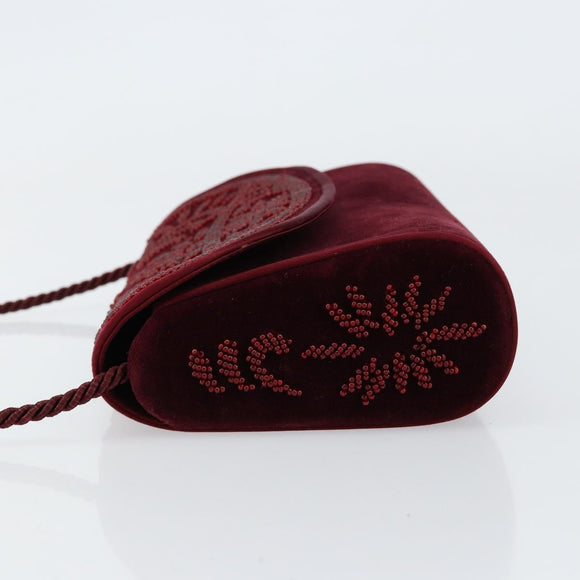 BALLY Shoulder Bag Velor Red Auth BA8218