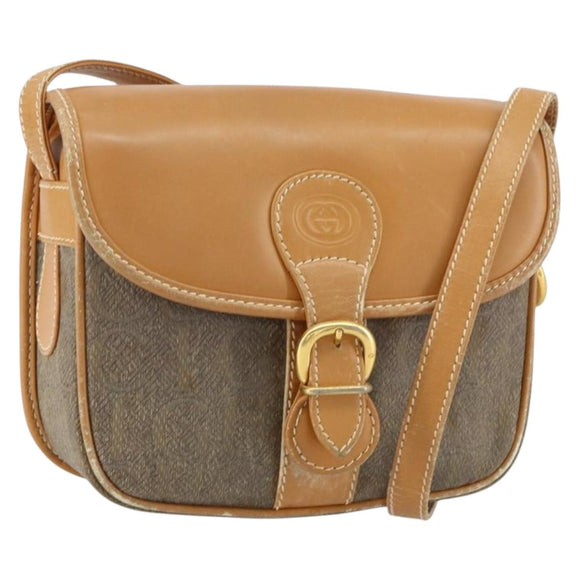 GUCCI Shoulder Bag Canvas Leather Beige Gold 007 23 0125 Auth BA8219