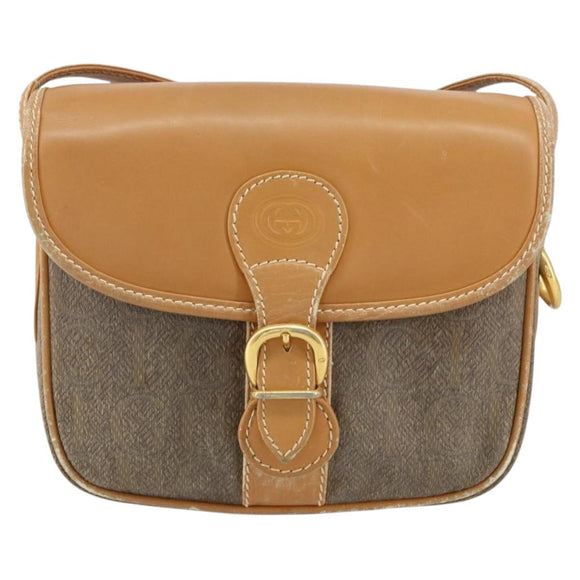 GUCCI Shoulder Bag Canvas Leather Beige Gold 007 23 0125 Auth BA8219