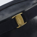 Salvatore Ferragamo Vala Shoulder Bag Leather Navy Gold Auth BA8220-14