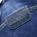 Salvatore Ferragamo Vala Shoulder Bag Leather Navy Gold Auth BA8220-16