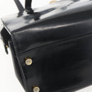 Salvatore Ferragamo Gancini Tote Bag Enamel Black Gold Auth BA8222-16