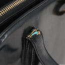 Salvatore Ferragamo Gancini Tote Bag Enamel Black Gold Auth BA8222-8