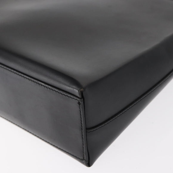 Salvatore Ferragamo Gancini Shoulder Bag Leather Black Silver Auth BA8223