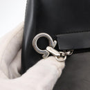 Salvatore Ferragamo Gancini Shoulder Bag Leather Black Silver Auth BA8223-14