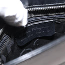 Salvatore Ferragamo Gancini Shoulder Bag Leather Black Silver Auth BA8223-16