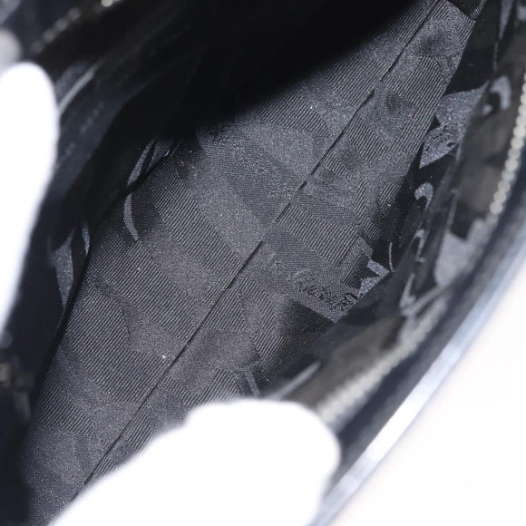 Salvatore Ferragamo Gancini Shoulder Bag Leather Black Silver Auth BA8223