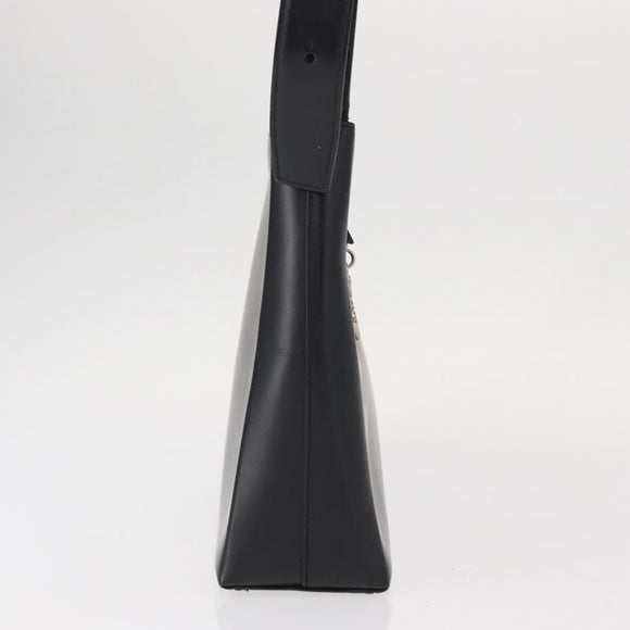 Salvatore Ferragamo Gancini Shoulder Bag Leather Black Silver Auth BA8223