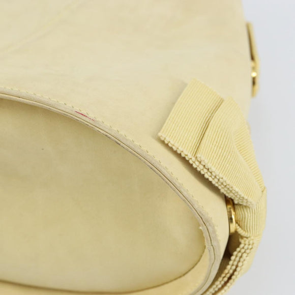 Salvatore Ferragamo Hand Bag Suede Yellow Gold Auth BA8224