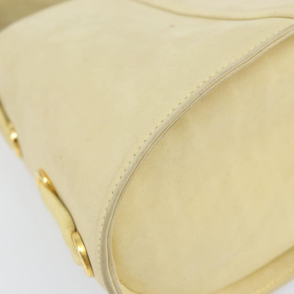 Salvatore Ferragamo Hand Bag Suede Yellow Gold Auth BA8224