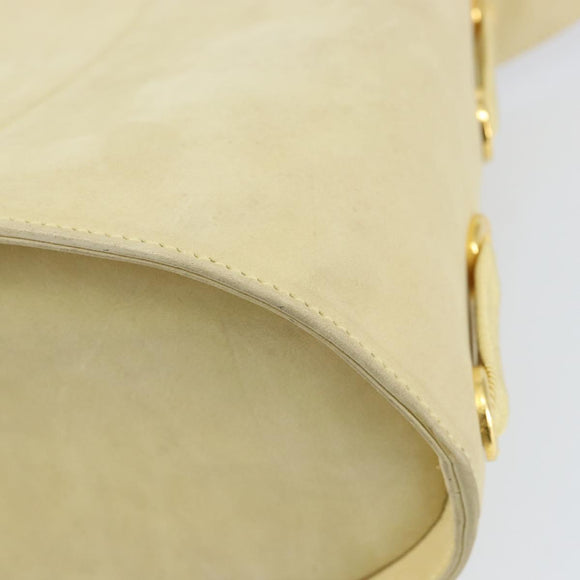 Salvatore Ferragamo Hand Bag Suede Yellow Gold Auth BA8224