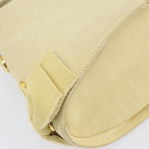 Salvatore Ferragamo Hand Bag Suede Yellow Gold Auth BA8224