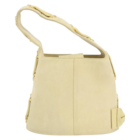 Salvatore Ferragamo Hand Bag Suede Yellow Gold Auth BA8224