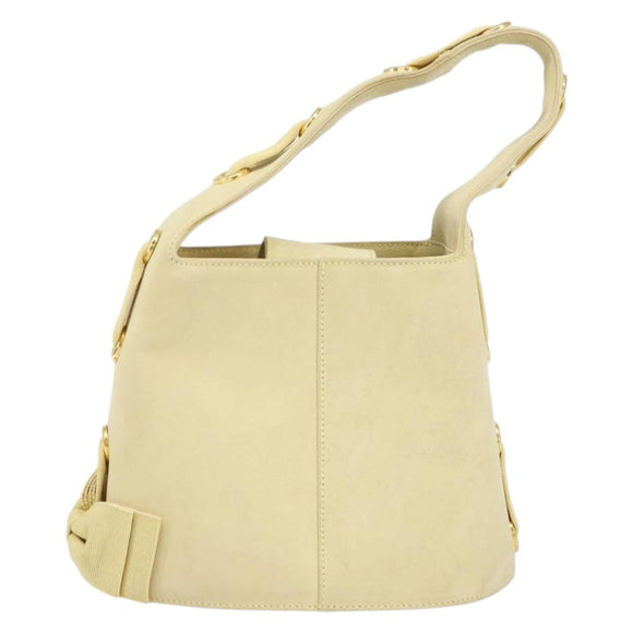 Salvatore Ferragamo Hand Bag Suede Yellow Gold Auth BA8224