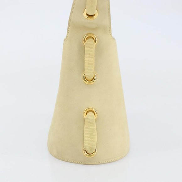 Salvatore Ferragamo Hand Bag Suede Yellow Gold Auth BA8224
