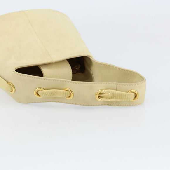 Salvatore Ferragamo Hand Bag Suede Yellow Gold Auth BA8224