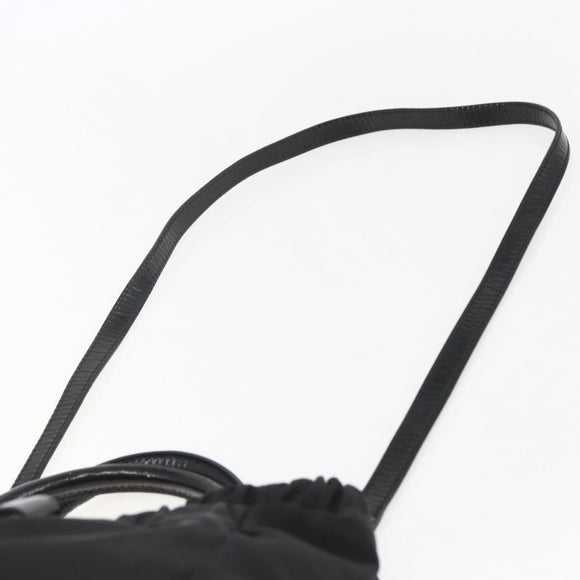 Salvatore Ferragamo Hand Bag Nylon Enamel 2way Black Auth BA8225