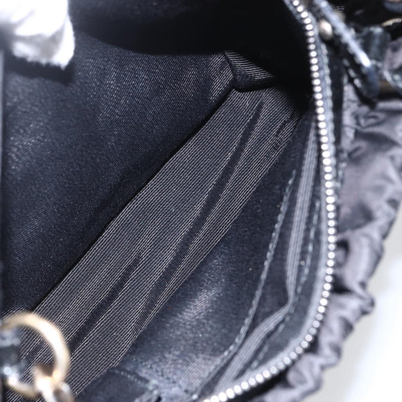 Salvatore Ferragamo Hand Bag Nylon Enamel 2way Black Auth BA8225