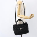 Salvatore Ferragamo Hand Bag Nylon Enamel 2way Black Auth BA8225-27