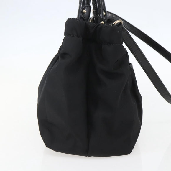 Salvatore Ferragamo Hand Bag Nylon Enamel 2way Black Auth BA8225