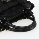 Salvatore Ferragamo Hand Bag Nylon Enamel 2way Black Auth BA8225-7