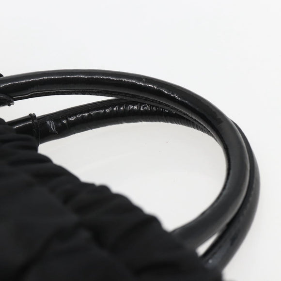 Salvatore Ferragamo Hand Bag Nylon Enamel 2way Black Auth BA8225