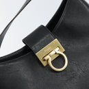 Salvatore Ferragamo Gancini Shoulder Bag Leather Black Gold Auth BA8226-10