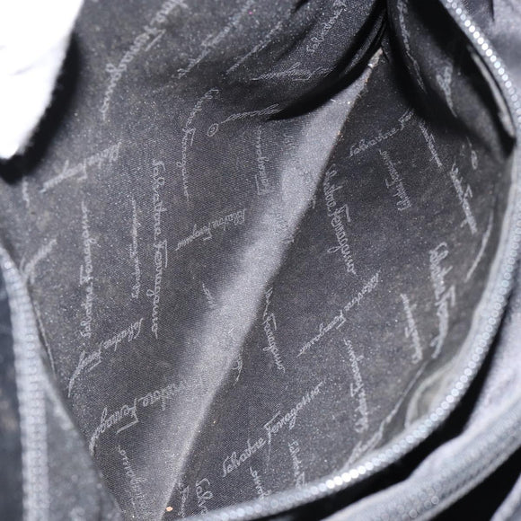 Salvatore Ferragamo Gancini Shoulder Bag Leather Black Gold Auth BA8226