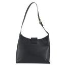 Salvatore Ferragamo Gancini Shoulder Bag Leather Black Gold Auth BA8226-2