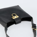 Salvatore Ferragamo Gancini Shoulder Bag Leather Black Gold Auth BA8226-6