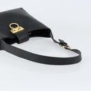 Salvatore Ferragamo Gancini Shoulder Bag Leather Black Gold Auth BA8226-7