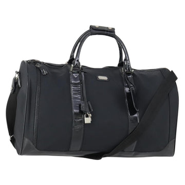 Salvatore Ferragamo Boston Bag Nylon Black Silver Auth BA8227