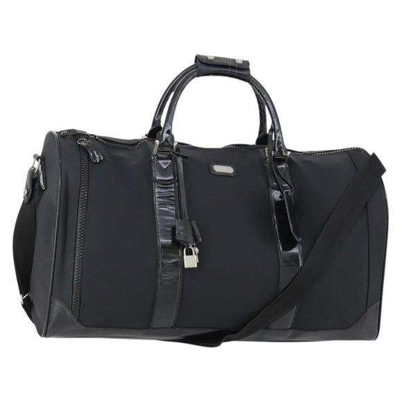 Salvatore Ferragamo Boston Bag Nylon Black Silver Auth BA8227