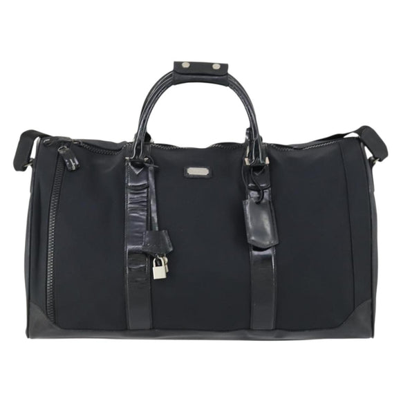 Salvatore Ferragamo Boston Bag Nylon Black Silver Auth BA8227