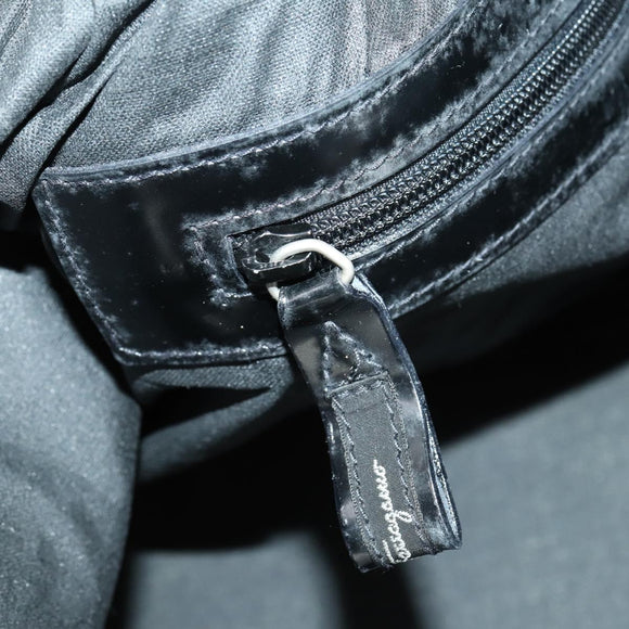 Salvatore Ferragamo Boston Bag Nylon Black Silver Auth BA8227