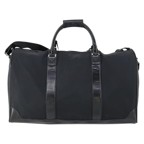 Salvatore Ferragamo Boston Bag Nylon Black Silver Auth BA8227