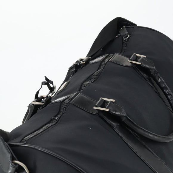 Salvatore Ferragamo Boston Bag Nylon Black Silver Auth BA8227