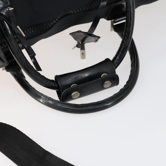 Salvatore Ferragamo Boston Bag Nylon Black Silver Auth BA8227