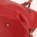 Salvatore Ferragamo Gancini Tote Bag Leather Red Auth BA8228-12